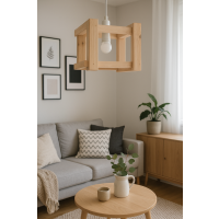 LAMPA ABAŻUR DREWNIANY PROSTOKĄTNY