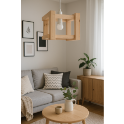 LAMPA ABAŻUR DREWNIANY PROSTOKĄTNY